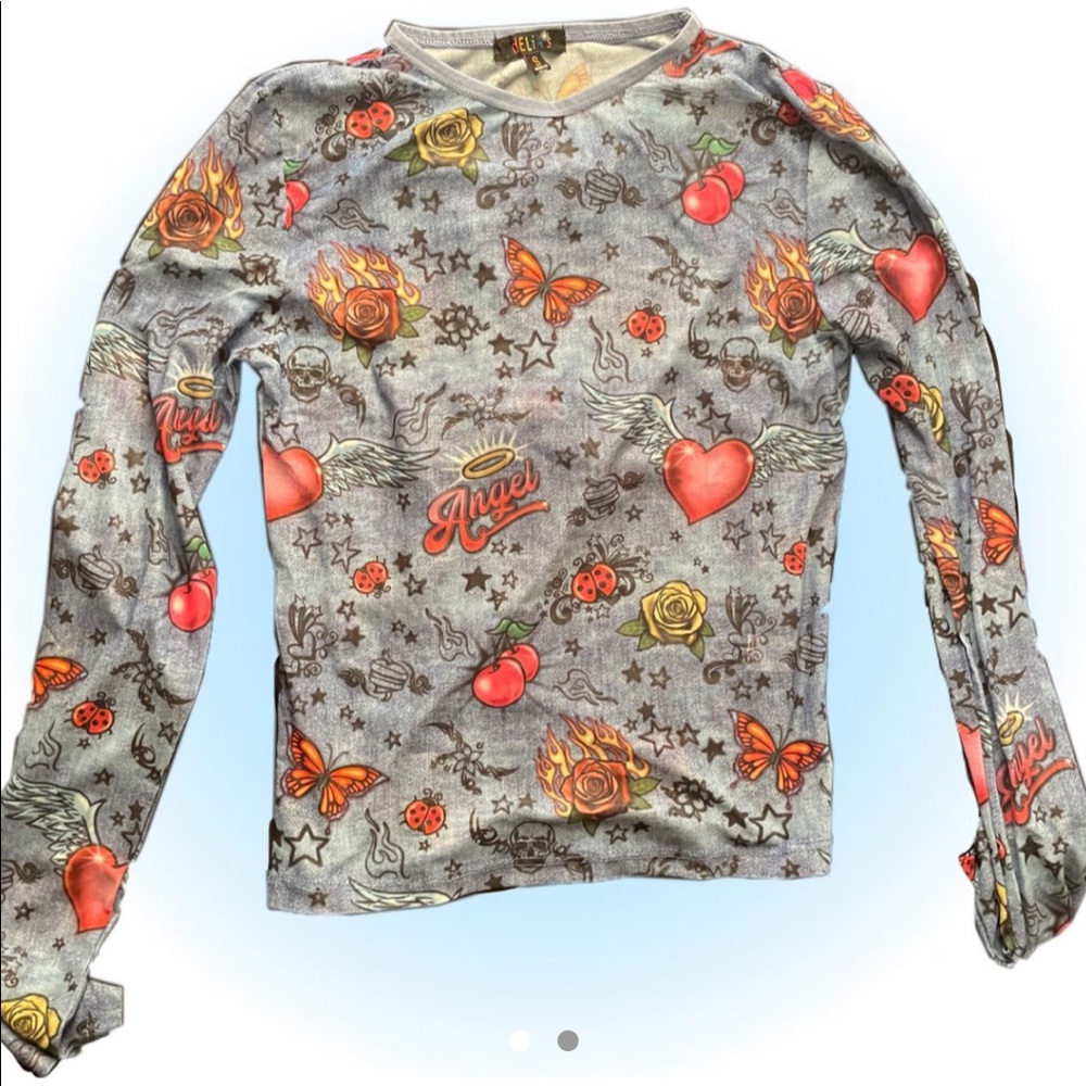 delia’s printed mesh long sleeve